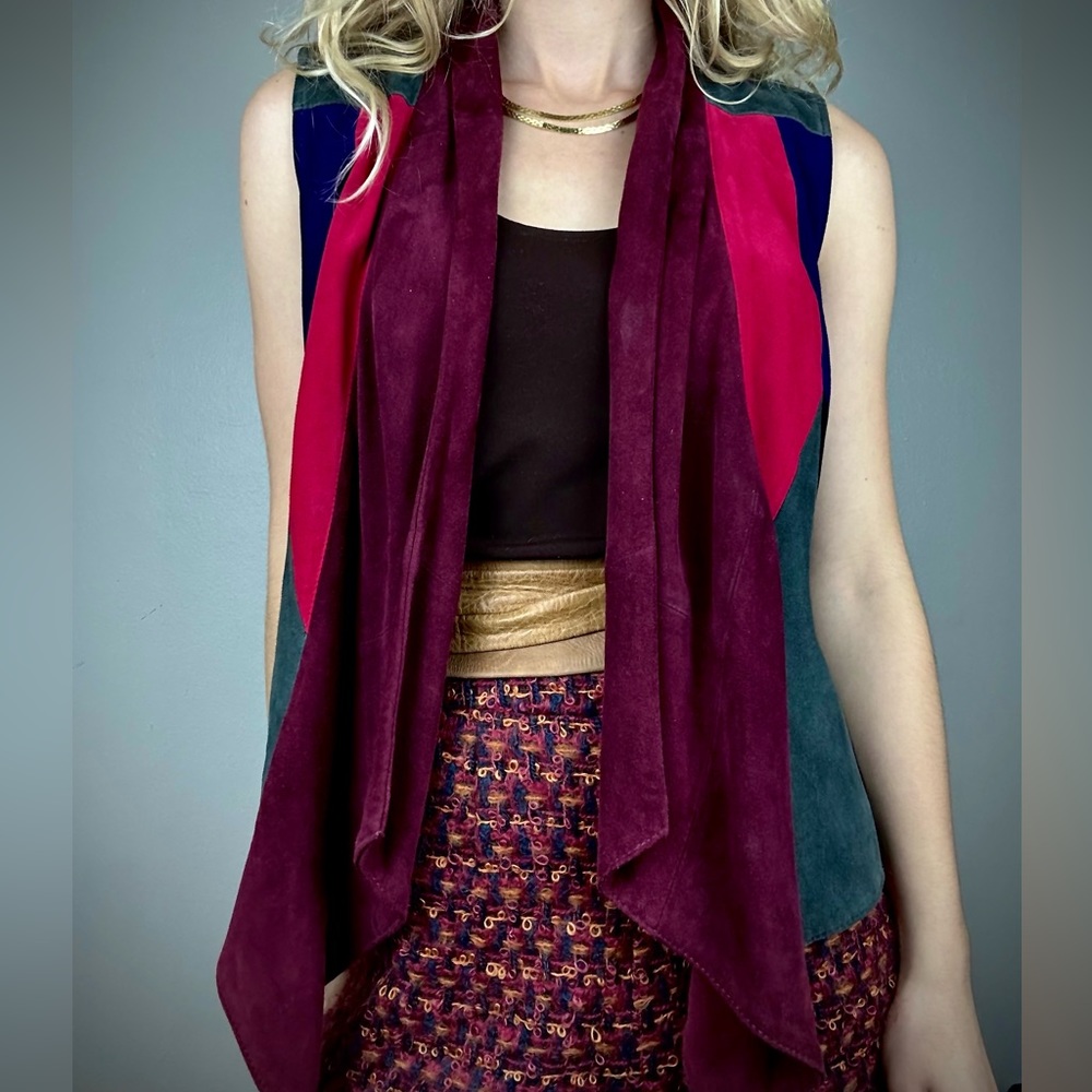 Genuine Leather Patchwork Neiman Marcus Vest 🌈